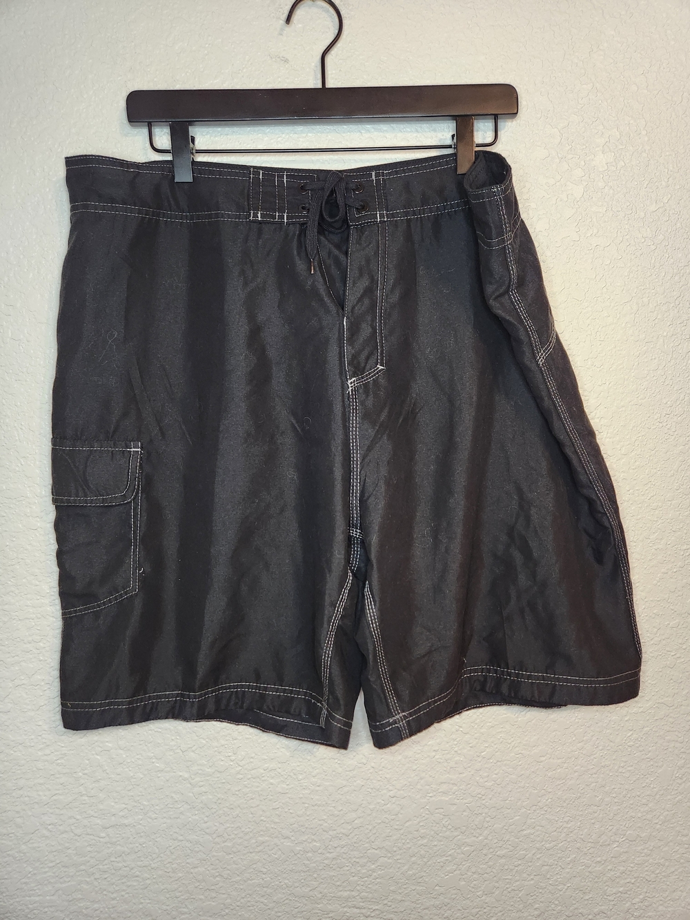 Burnside Men's Black Drawstring Cargo Swim Shorts size 36 Swim Trunks